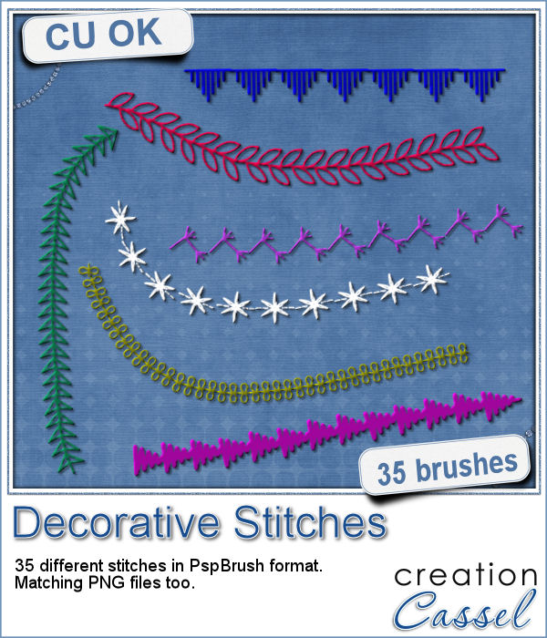 Decorative Stitches - Brushes for PSP - Click Image to Close