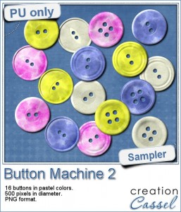 Button machine sample in pastel colors and PNG format