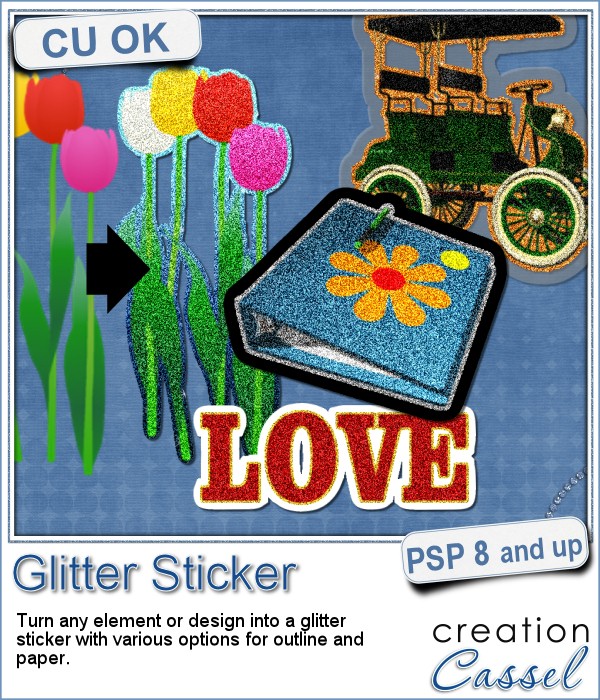 Glitter Sticker script for Paintshop Pro