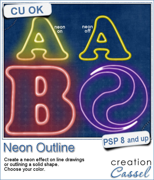 Neon Outline script for Paintshop Pro