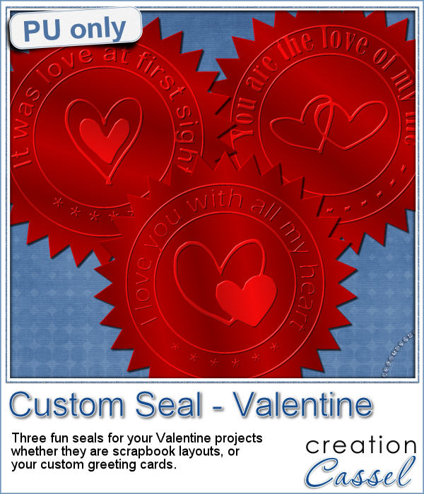 Valentine Day Custom Seal in PNG format made from a script in Paintshop Pro