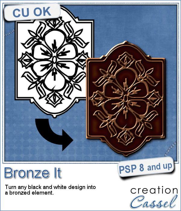 Paintshop Pro script to add bronze texture to custom design