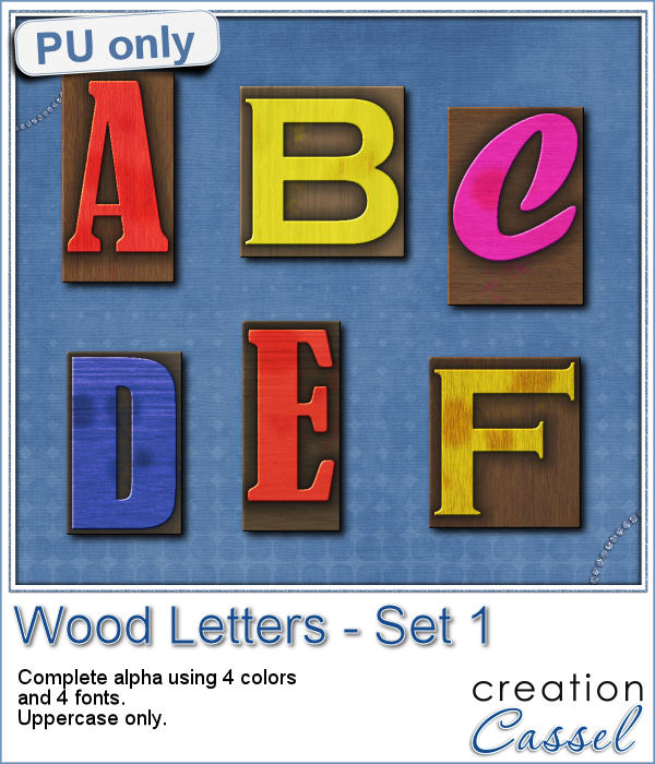 Wood letters in png format