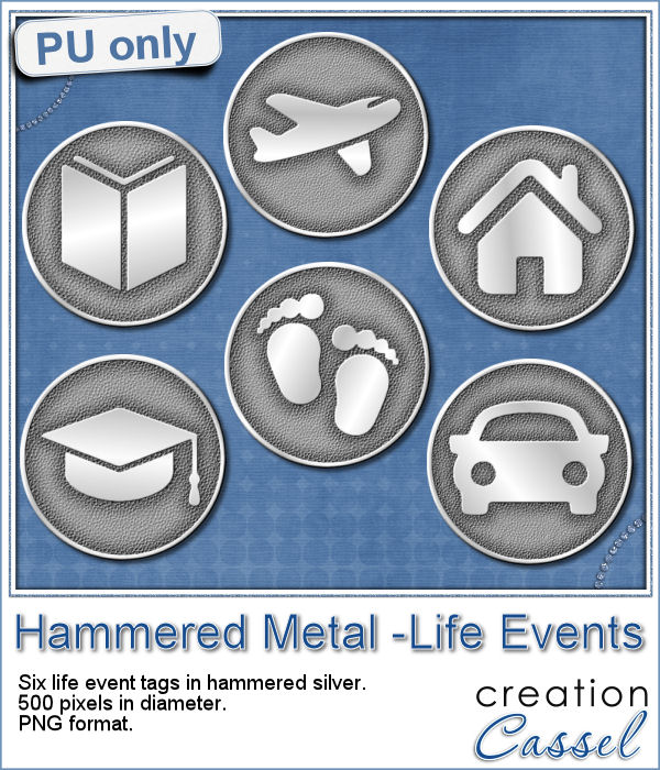 Hammered silver live event tags