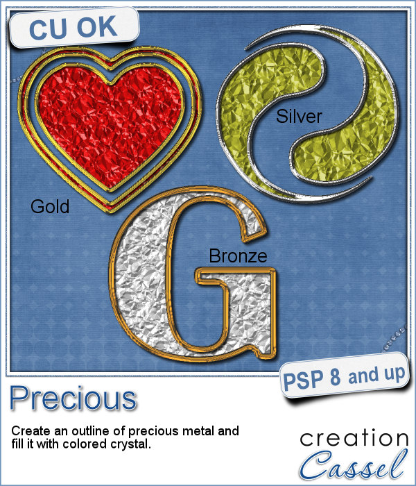 Paintshop Pro script to create gold, silver and bronze elements
