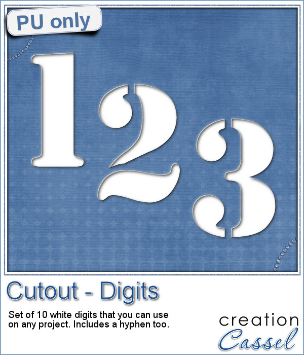 Stencil cut out digits in png format