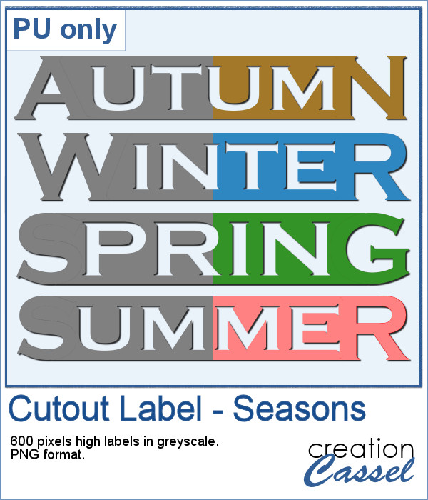 Cutout labels in png format with the seasons