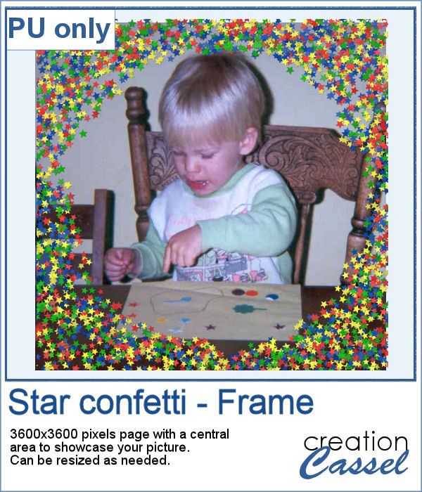 Star confetti frame in png format