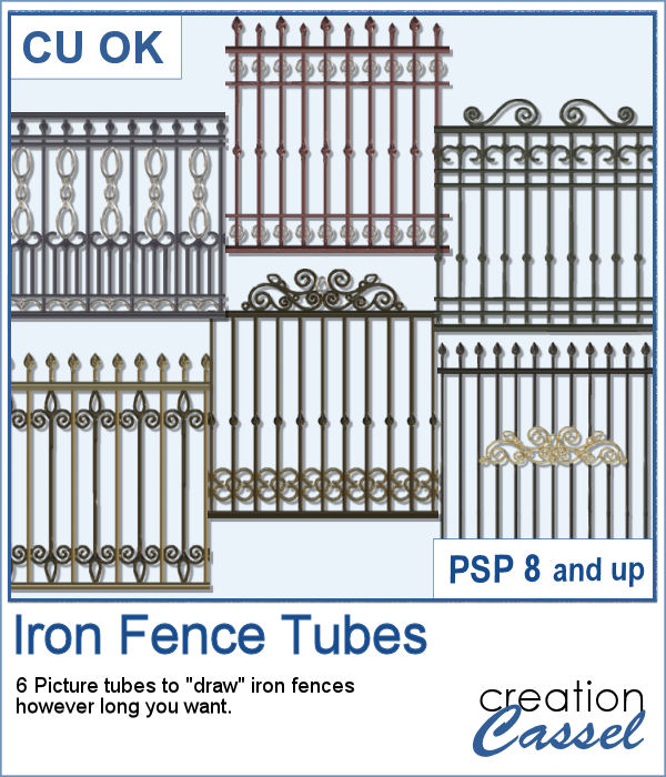 Iron Fence Picture tubes for Paintshop Pro