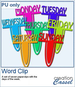 Word paperclips with days of the week