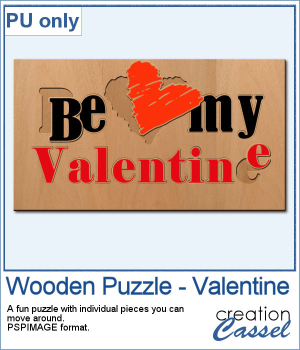 Valentine Wooden Puzzle for PaintShop Pro