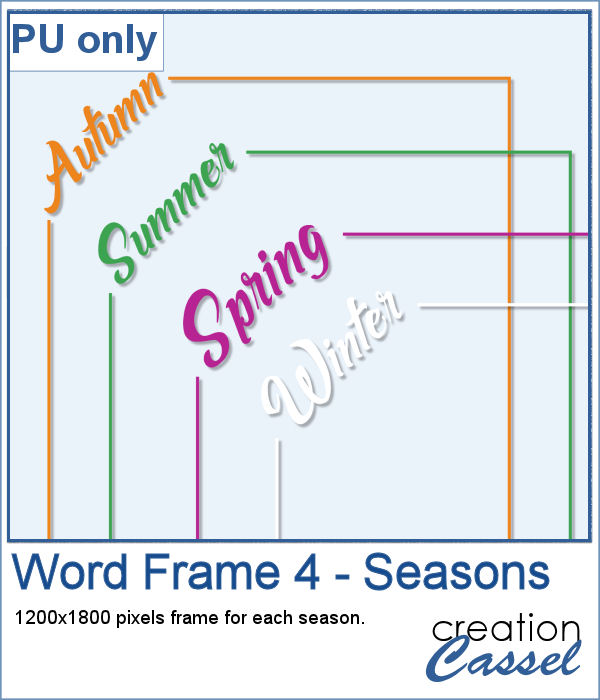 Word frames for seasons in png format