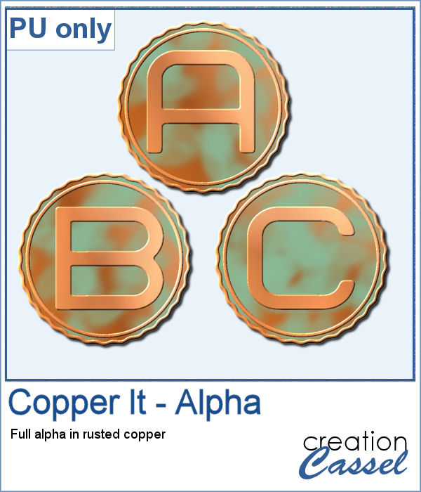 Copper alphabet made of copper in png format