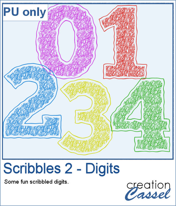 Scribble digits in png format