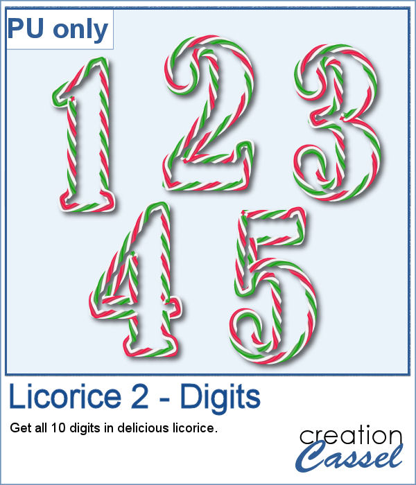 Licorice digits in PNG format
