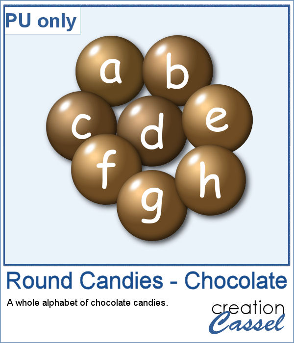 Chocolate candies with alphabet in png format