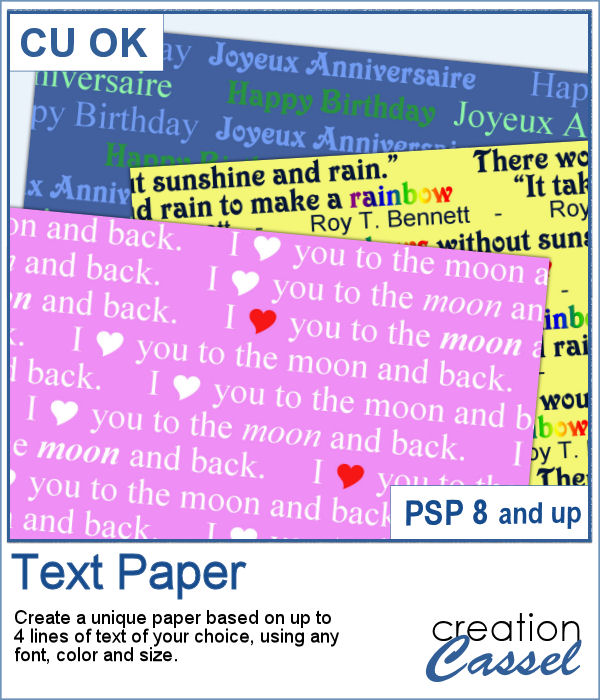 Text Paper script for PaintShop Pro