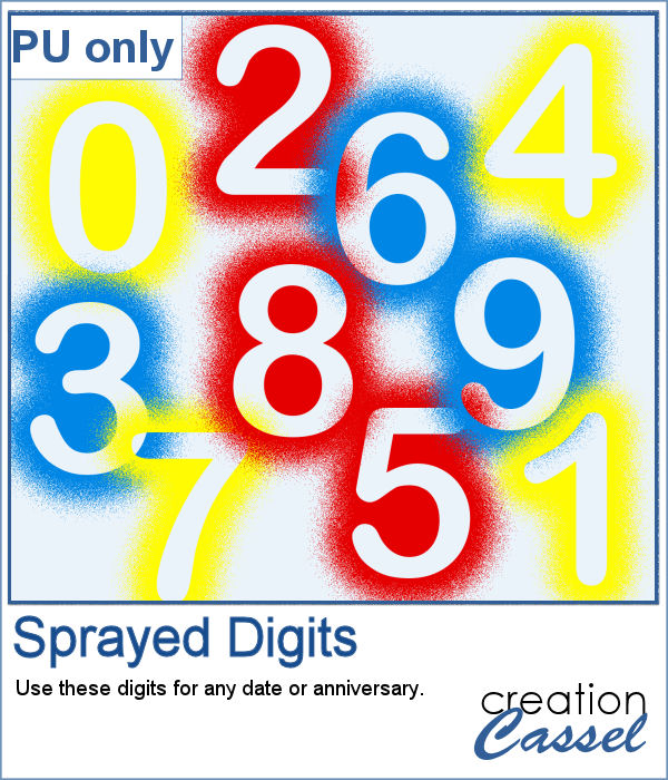 Sprayed Digits in primary colors