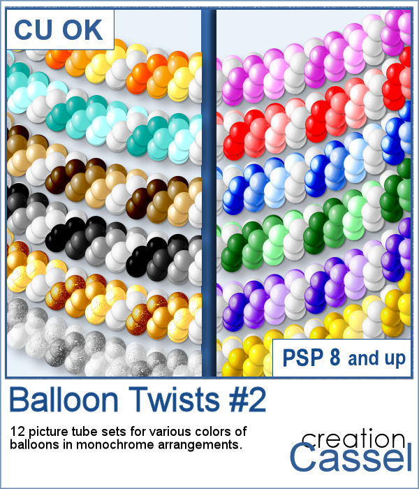 Balloon Twists picture tubes for PaintShop Pro