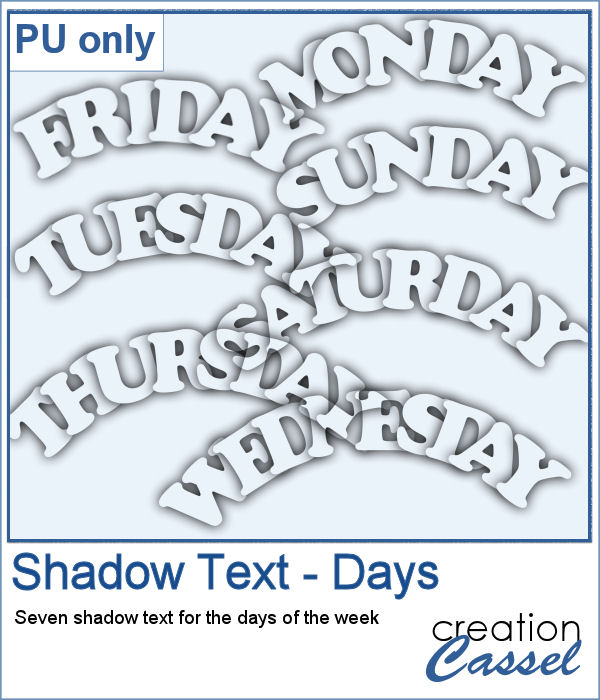 Shadow text - Days of the week