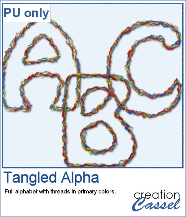 Tangled threads alphabet in png format