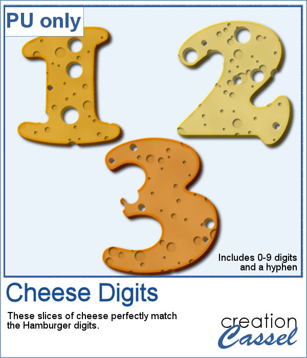 Cheese digits in png format