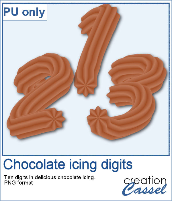 Chocolate icing digits in PNG format