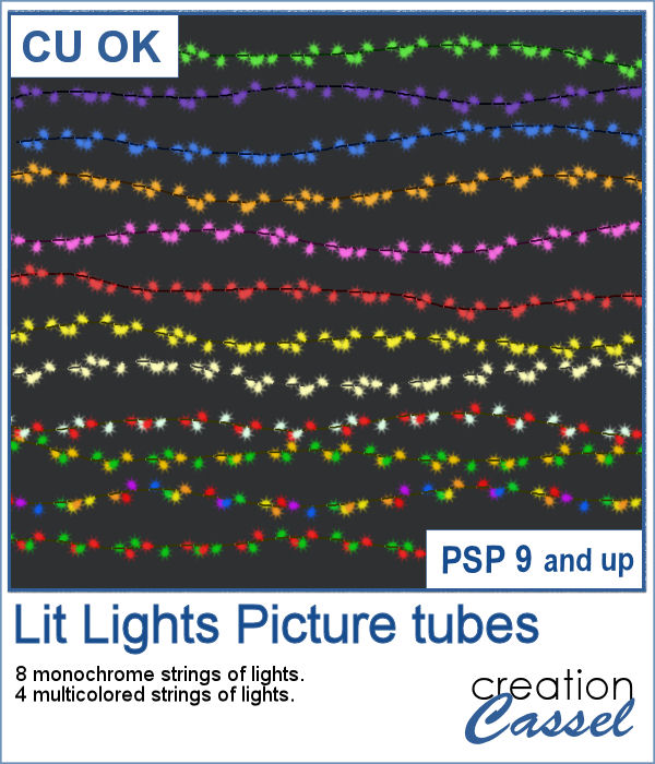 Christmas lights picture tubes for PaintShop Pro