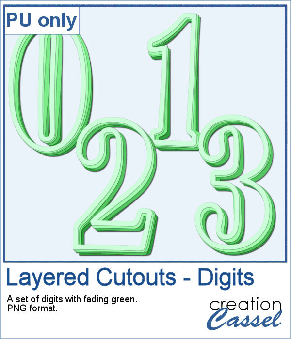 Layered digits in PNG format