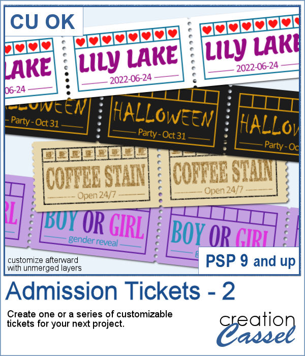 Admission tickets script for PaintShop Pro