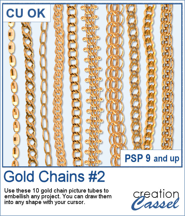 Gold chains picture tubes for PaintShop Pro