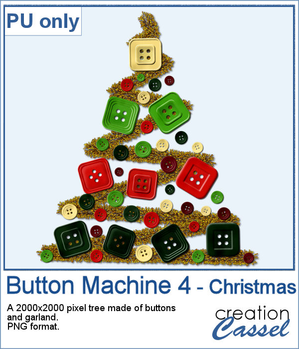 Christmas Tree made of buttons in png format