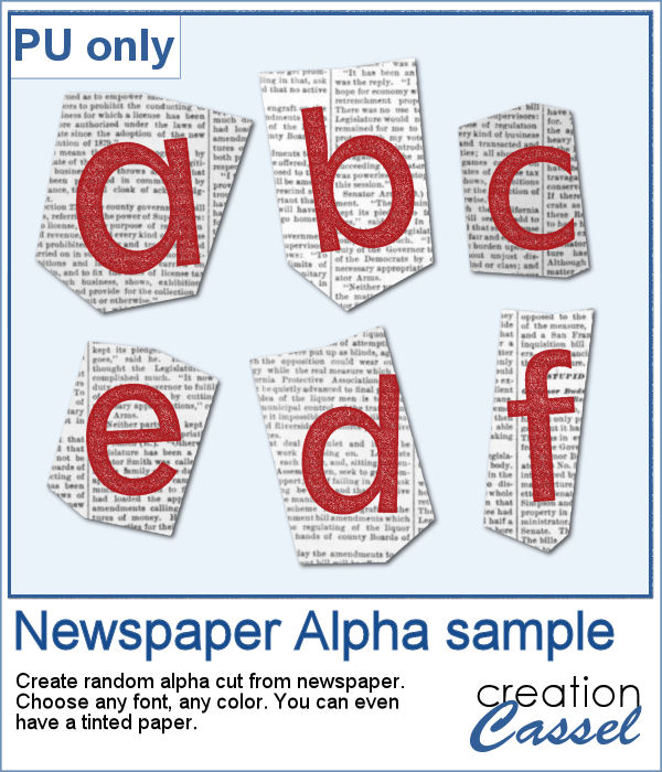Newspaper alphabet in png format