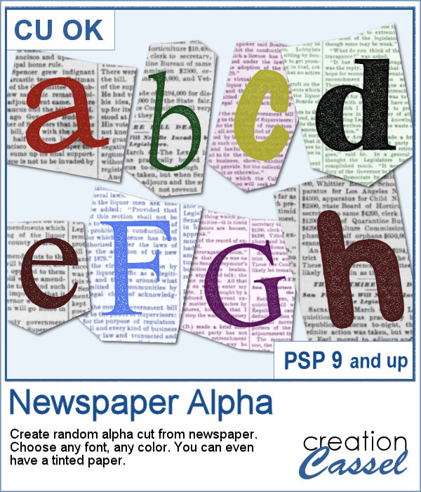 Newspaper alphabet script for PaintShop Pro