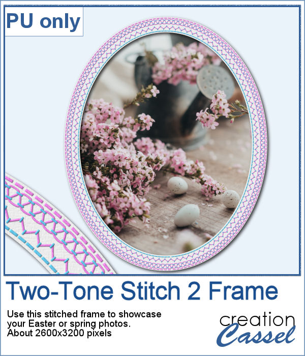 Two-tone stitched frame in png format