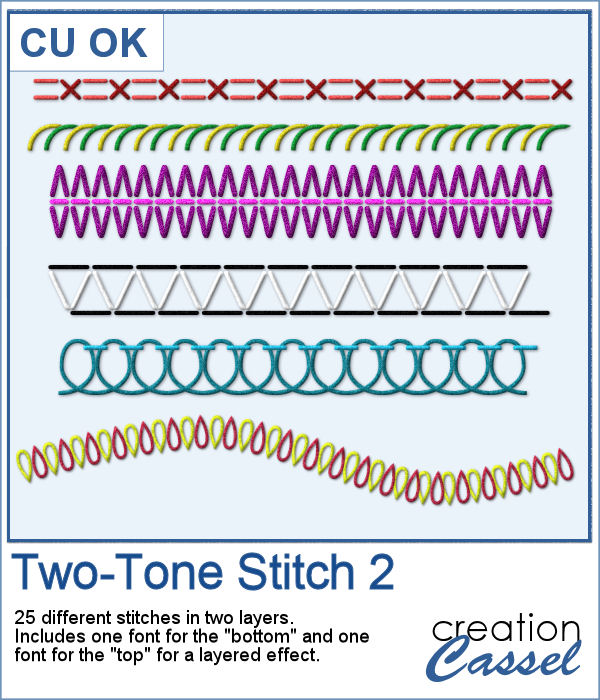 Two-tone stitch layered font