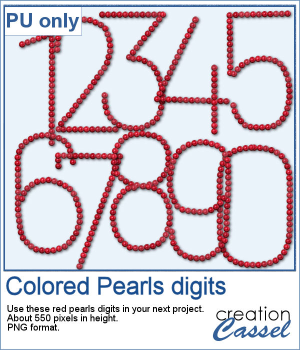 Pearl digits in PNG format