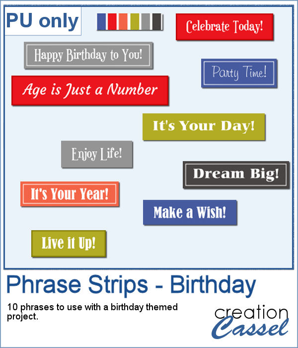 Phrase strips for birthday theme