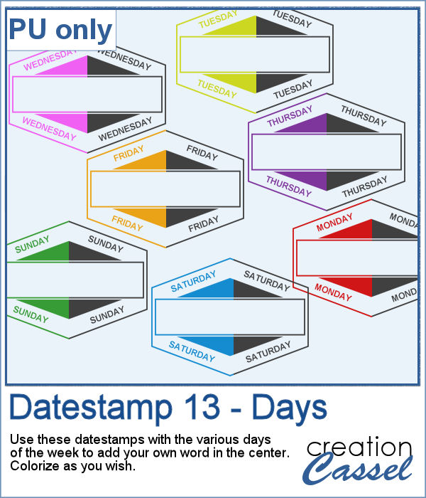 Datestamp in png format with the days of the week