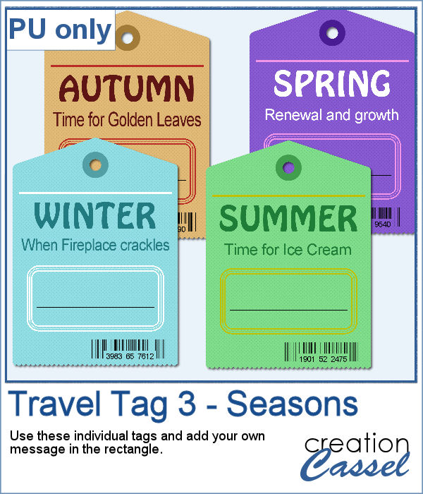 Travel tag sample for the four seasons