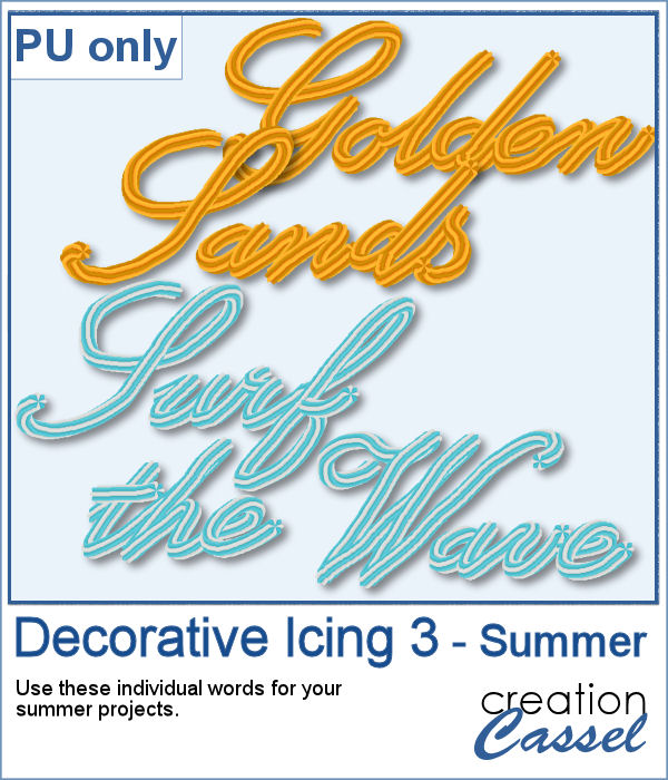 Decorative icing words for summer in PNG format