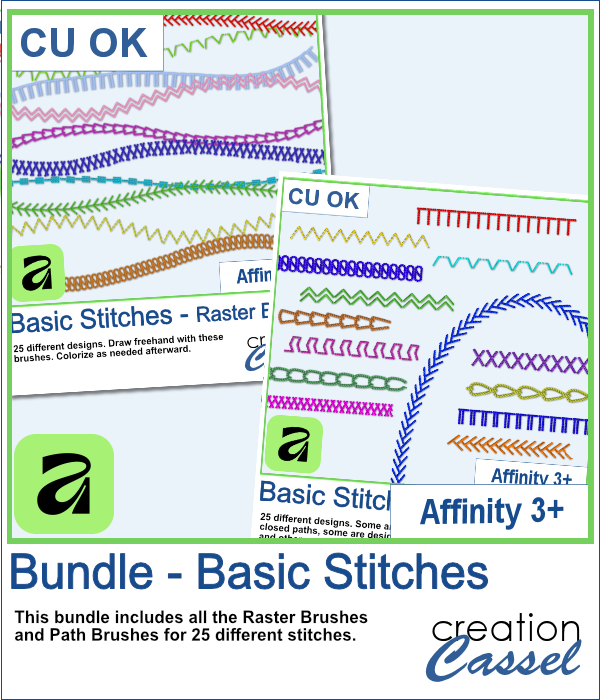 Basic Stitches Brushes for Affinity + Free Stitched Digits
