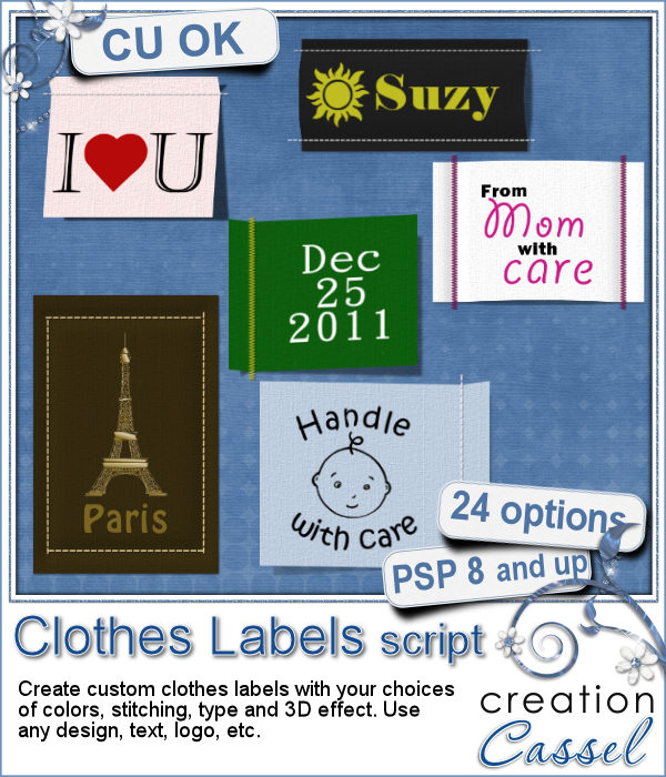 Étiquettes à vêtements - Script PSP - Cliquez sur l'image pour la fermer
