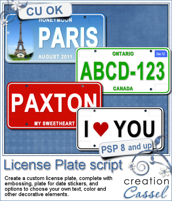 Plaque d'immatriculation - Script PSP - Cliquez sur l'image pour la fermer
